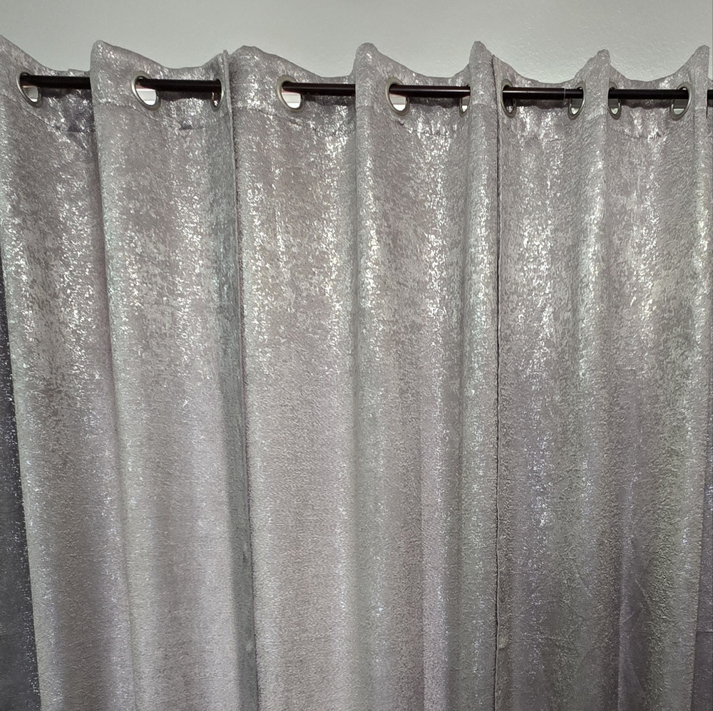 Set of four Silver Metallic Curtains